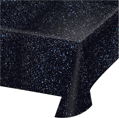 Creative Converting 725533 Space Blast All Over Print Plastic Tablecover, 54 by 108", Black...