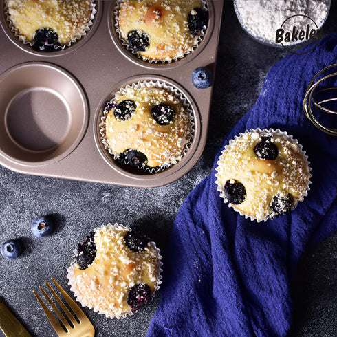 Muffin Cake Pan, 6-Cavity Non-Stick Cupcake Pan Bakeware for Oven Baking (Champagne Gold)...