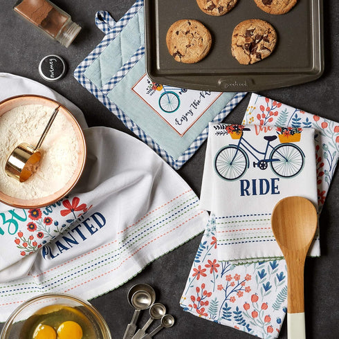 DII Kitchen Gift Set Collection, Pot Holder & 3 Dish Towels, Enjoy The Ride, 4 Piece...