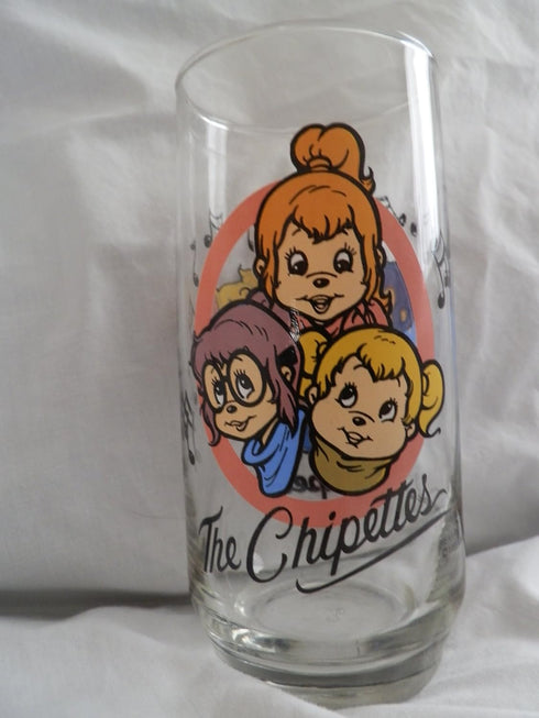 HTF--The Chipettes Glass (Female Chipmunks Featured with Alvin, Simon, and Theodore)...