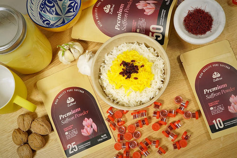 Zaffrus - Premium Saffron Powder for Cooking, Athletes, Specialty Drinks Fans - Pack of 25 (3.125 gr/ .1102 oz)...