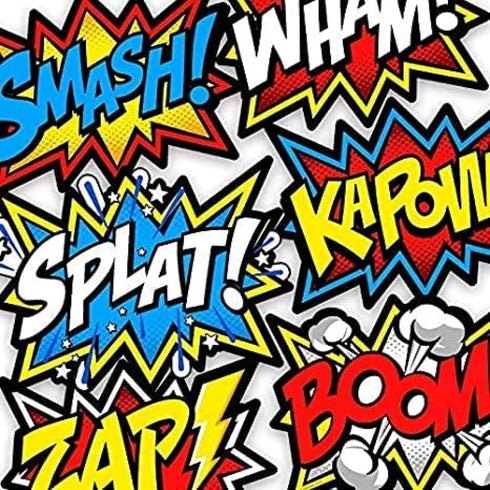 Bigtime Signs 12 Pieces Super Hero Stickers - Superhero Party Decorations for Birthday - Superhero Themed Party Favors - 12"x16" Sound Effect Sign...