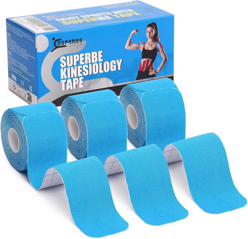 Precut Kinesiology Tape (3 Rolls pack), Elastic Sports Tape for Pain Relief, Muscle Support, Recovery and Physio Therapy, Breathable, Waterproof (...