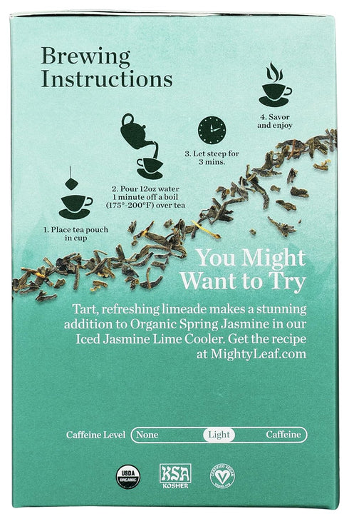 Mighty Leaf Tea Organic Spring Jasmine, Whole Leaf Pouches, 15 ct...