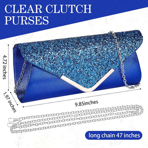 Jadive 4 Pcs Clutch Purses Bag for Women Evening Rhinestone Jewelry Set Bling Necklace Earrings Bracelet for Prom...