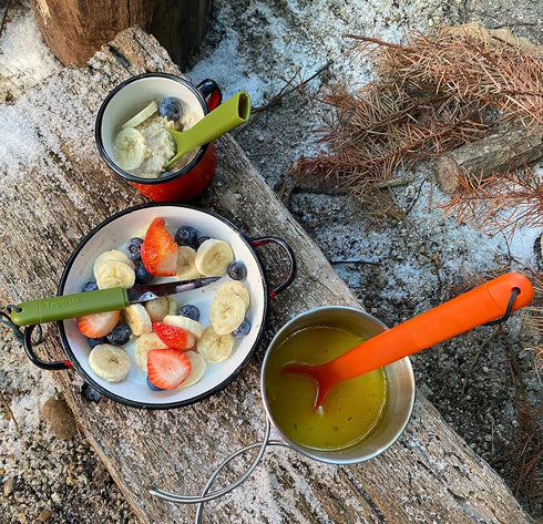 Tapirus Spork Tactical Green | BPA Free Spoon Fork, Stainless Steel Knife and Fire Starter | 3 in 1 multipurpose utensil | Outdoor hiking, camping...