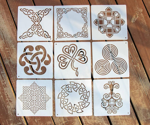 20PCS Celtic Knot Stencils, Traditional Irish Designs, 6 X 6 Inch Reusable Mylar Stencil for DIY Crafts and Decorations, Celtic Stencil for Painti...