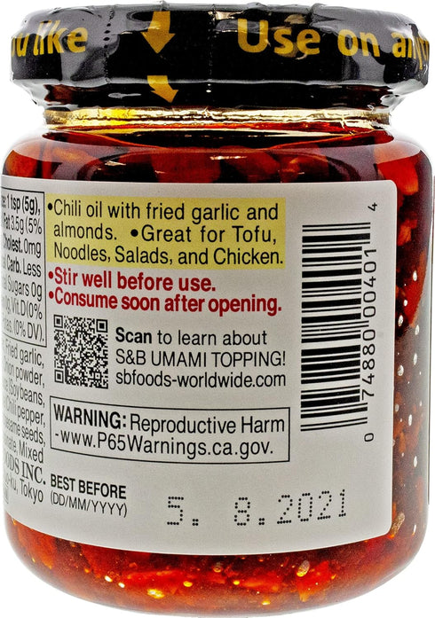 S&B Chili Oil with Crunchy Garlic, 3.88 Fl Ounce...