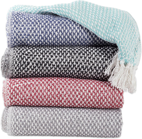 DII 100% Cotton Basket Weave Throw for Indoor/Outdoor Use Camping Bbq's Beaches Everyday Blanket, 50 x 60, Black...