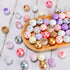 100pcs Bubblegum Beads 20mm Chunky Beads Large Gumball Rhinestone Pearl Beads with 96pcs Tiny Round Spacers, Extender Chains, Beading Wire (Pink &...