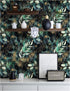 HAOKHOME 93208 Boho Peel and Stick Wallpaper Leaves Branch Removable Black/Green/Matte Gold Vinyl Self Adhesive Mural for Bedroom 17.7in x 6.5ft...
