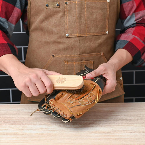 Baseball Glove Brush and Applicator Kit (5 Pack) - 1 Large Horsehair Brush for Basic Scrubbing - 2 Dauber Brushes for Oil and Conditioner Applicat...