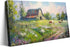 Highland Cow at Old Barn Farm Landscape Canvas Framed Wall Art Wall Decor Farmhouse Country Flower Floral House Prints Painting Picture Artwork fo...