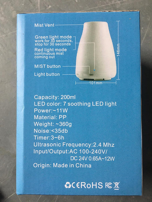 Diffuserlove Essential Oil Diffusers 200ML Remote Control Ultrasonic Mist Humidifiers BPA-Free Aromatherapy Diffuser with 7 Color Lights, Auto Shu...