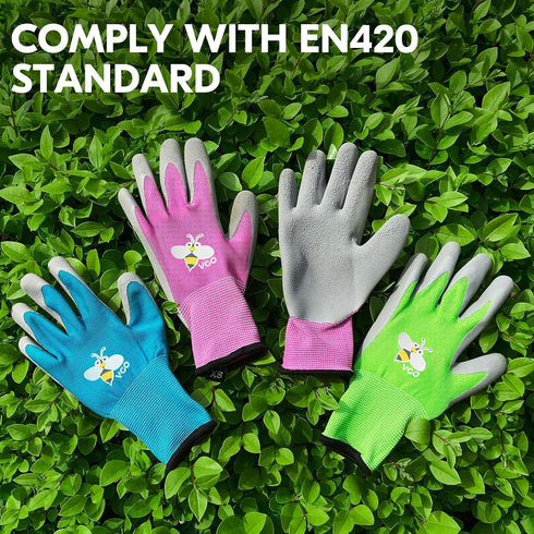 Vgo... 1-Pair Age 3-5 Kids Gardening Gloves, Children Yard Work Gloves, Soft Safety Rubber Gloves (XXXS, Purple, KID-RB6013)...