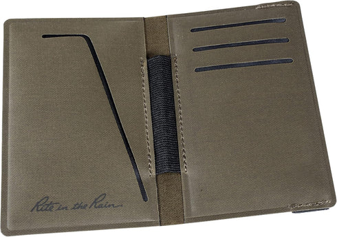 Rite in the Rain Field Wallet, 3.5” x 6.5”, EDC, Water Resistant TPU fabric (No. P971-M),Olive and Black...