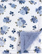 Luvable Friends Unisex Baby Plush Blanket with Sherpa Back, Blue Floral, One Size...