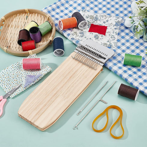 arricraft Wood Knitting Looms, Wooden Weaving Frame Loom Mini Household Mending Loom Weaving Loom Kit with Pin Rubber Findings for Quickly Mending...