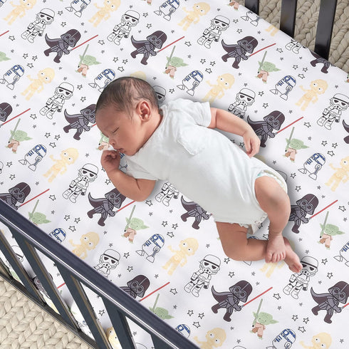 Lambs & Ivy Star Wars Classic Polyester Fitted Crib/Toddler Sheet - Yoda/Darth Vader...