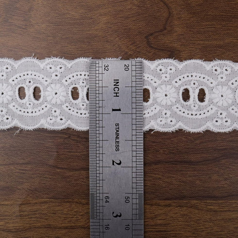 IDONGCAI Eyelet Lace Trim Cotton White Lace Ribbon Embroidery Lace Trim for Sewing Craft Lace Fabric for Home Decor Supply (1.35 inch Width)...
