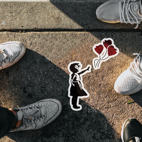 FINGERINSPIRE Balloon Stencil A4 Size The Human with a Balloon Banksy Stencil Rectangle Reusable Banksy Painting Stencil for Walls and Crafts (Pla...