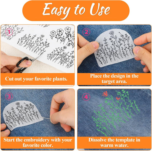 26 Piece Stick and Stitch Embroidery Paper Water Soluble Embroidery Patterns Sewing Stabilizers Adhesive Embroidery Transfer Paper for Embroidery ...