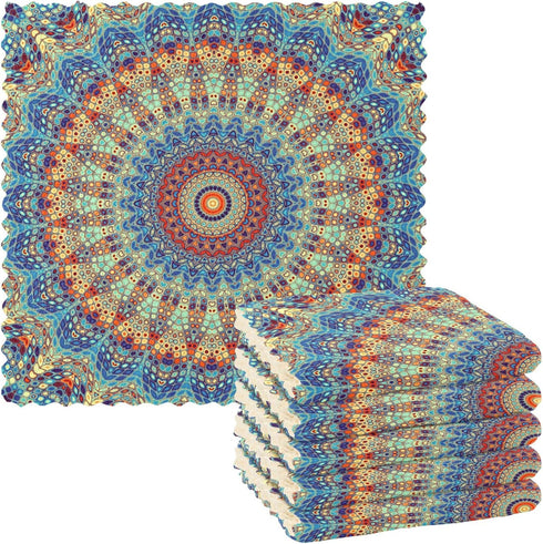 Kcldeci Round Mandala Mosaic Tile Style 6 Pack Dish Cloths for Washing Dishes Kitchen Dishcloth Microfiber Dish Towel Rags Absorbent Reusable Clea...