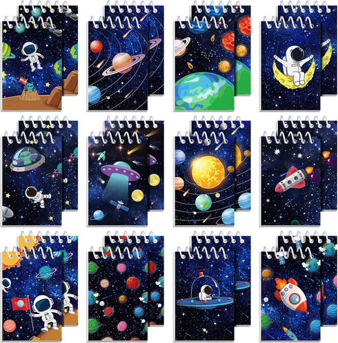 HOBBY HORSE 24 Pieces Outer Space Mini Spiral Notepad Solar System Mini Notebook in 12 Designs for Outer Space Party Favors, 3.54 x 2.36 Inch...