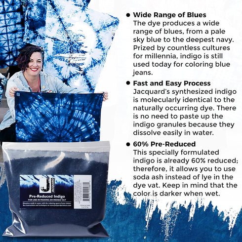 Jacquard Blue Indigo Dye - 8 Oz Create Your Own Shibori Bag, Macrame, Pillow...