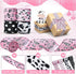 4 Rolls Cow Print Wired Ribbon 24 Yard 2.5 Inch Pink Black and White Striped Cow Spot Animal Print Ribbon for Wreath Bow DIY Crafts Christmas Part...