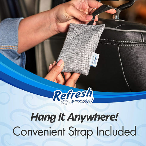 Refresh Your Car! Car Air Freshener And Deodorizer, Odor Eliminator Charcoal Deodorizer Bags, Set Of 2, Fragrance Free...