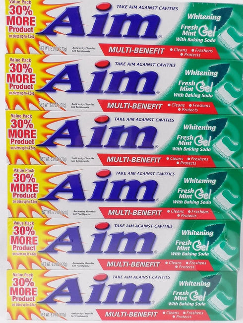 Aim Toothpaste 6 oz Tube (pack of 6) Fresh Mint gel...