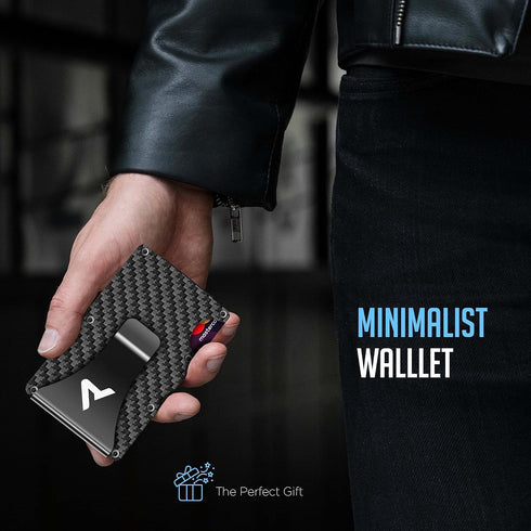 Card Holder Slim Wallet With Money Clip - RFID Blocking - Expandable to Hold 12 cards - Perfect For Any Occasion (Carbon Fiber Black)...