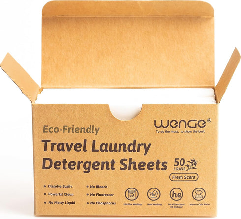 Travel Laundry Sheets Detergent Eco Friendly - Clear Plastic-Free - Biodegradable Hypoallergenic Liquid Less Washing Sheets for Home Dorm Travel C...