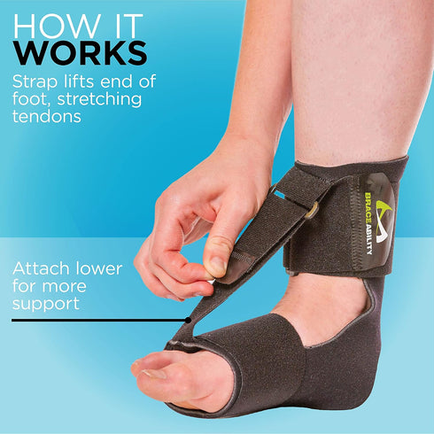 BraceAbility Foot Drop Brace - Ankle Orthosis Sock for Toe Walking in Big Kids, Teens, Adults; Supports Charcot Marie Tooth, Peroneal Nerve Injury...