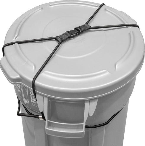 Encased Trash Can Lock for Animals/Raccoons, Nylon Bungee Cord Heavy Duty Large Outdoor Garbage Lid Lock (Trash Can NOT Included)...
