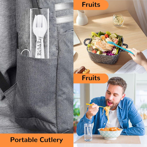Rich&Ray Travel Utensils Set with Case, Reusable Picnic Accessories Fork and Spoon, Cutlery Set Eco-Friendly for Adults Travel Picnic Camping Uten...