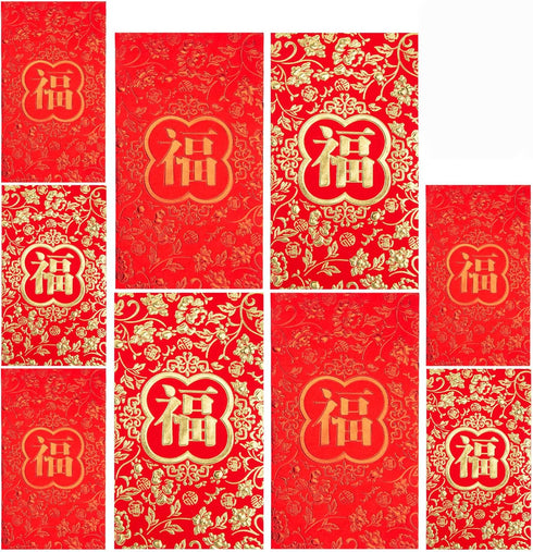 VGOODALL 36PCS Red Envelopes Chinese 2024 Dragon Year,Chinese New Year Hong Bao Packet Red Gold Lucky Money Pockets 6.6x3.5 Inch for New Year Spri...