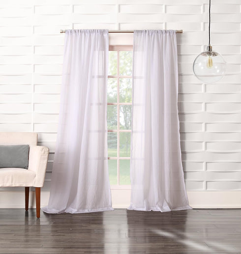 No. 918 Tayla Crushed Texture Semi-Sheer Rod Pocket Curtain Panel, 50" x 95", White...