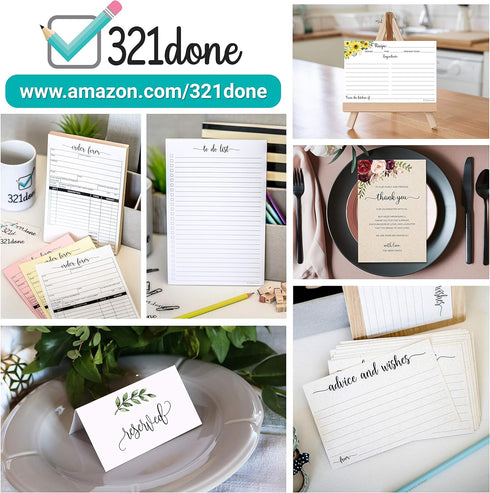 321Done Folding Recipe Cards (Set of 50) - Folds to 3x5 from 6x5 - Double-Sided From the Kitchen Of Vintage Rustic Kraft Design – Heavy Cardstock ...