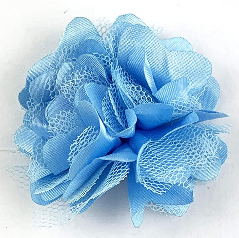 Worlds 10pc Boutique Lace Chiffon Fabric Flower Mesh Flowers 2" Inch (Blue)...