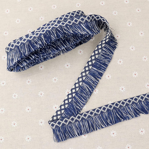 Blue and White Fringe Trim Tassel Trim for Curtains Pillows Carpet Umbrellas (1.35 Inch6 Yards)...