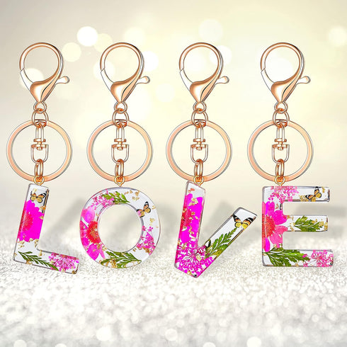 Initial Letter Butterfly Flower Pink Keychain Birthday gifts for Women Girl Backpack Wallet Car Key Cute Bling Keychain...