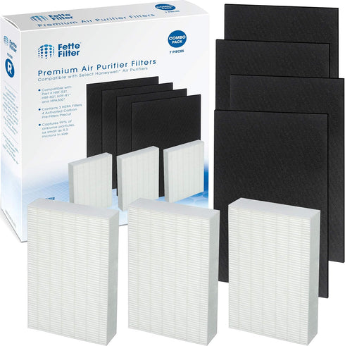 Fette Filter - HEPA Air Purifier Set, 3 HEPA + 4 Pre-Filters, Compatible with Honeywell HPA300, HPA304, HPA8350 & More...
