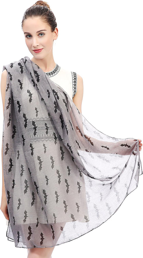 Lina & Lily Halloween Bat Print Women's Scarf Shawl Wrap Lightweight...