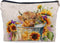 Highland Long haired Cow with Sunflower Decor Cosmetic Bag,Cute Western Cow Clipart Decorative Women's Makeup Bag Zipper Pouch Travel Toiletry,Gif...
