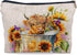 Highland Long haired Cow with Sunflower Decor Cosmetic Bag,Cute Western Cow Clipart Decorative Women's Makeup Bag Zipper Pouch Travel Toiletry,Gif...