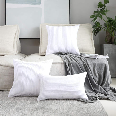 Home Brilliant Oblong Throw Pillow Covers 12x20 Striped Corduroy Rectangle Pillow Covers for Spring Decor Couch Lumbar Cushion Covers, 12 x 20 inc...