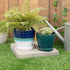 Teal Ceramic Pot with Reactive Glaze for Indoor Plants Planter with Saucer, 4.75 x 5.5 Inch...