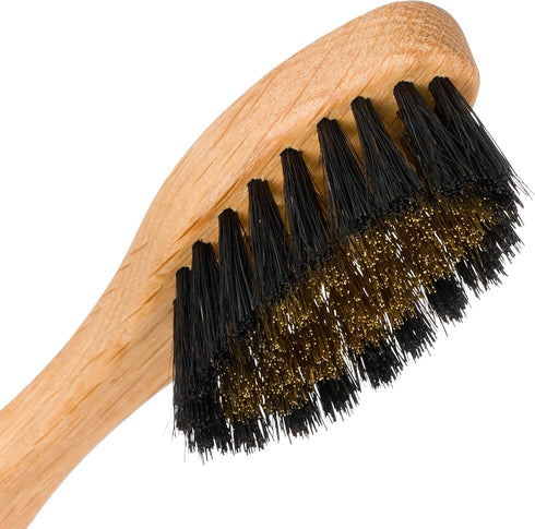 Redecker Wire and Natural Pig Bristle Suede Brush with Oiled Oakwood Handle, 6-7/8-Inches...